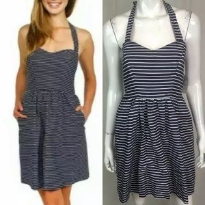 Dayton K Striped Halter Sweetheart Flare Dress